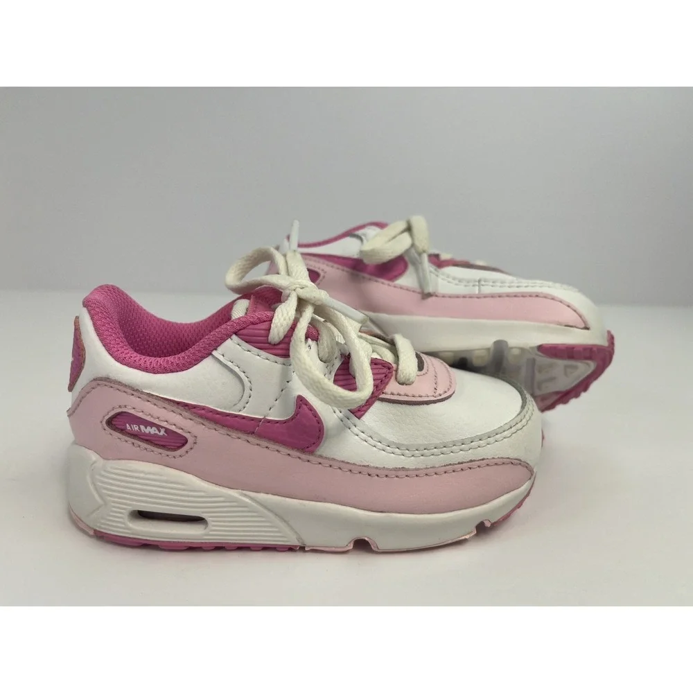 Nike Air Max 90 Girls Size 7C Pink White Shoes Sneakers FZ3557-100